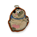 Tufted pug-shaped hand towel with hanging loop